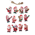 Vintage Wooden Santa Claus 2D Flat Christmas Tree Ornaments Christmas Ornaments Qme 12Pcs Set