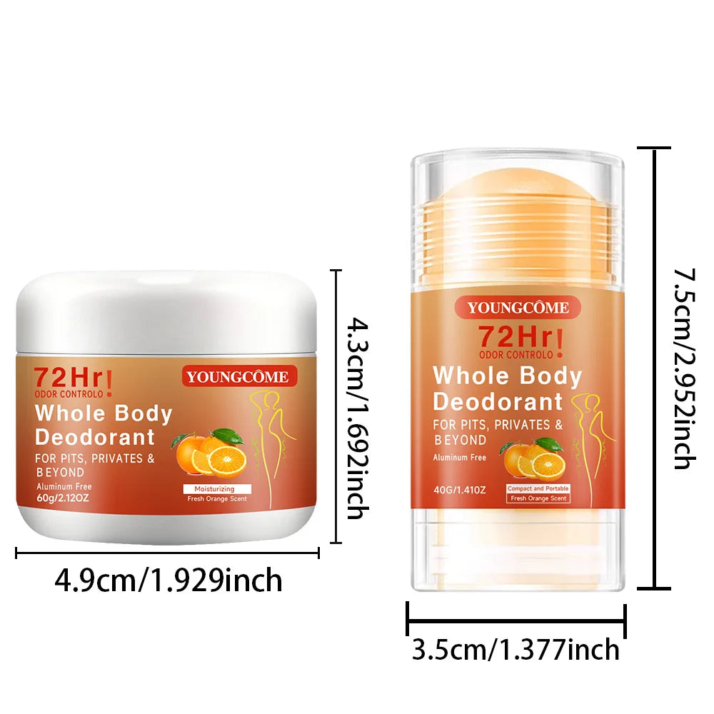YOUNGCOME 72H Body Deodorant Stick – Underarm Odor Control Body Deodorant Stick Qst 60g-40g
