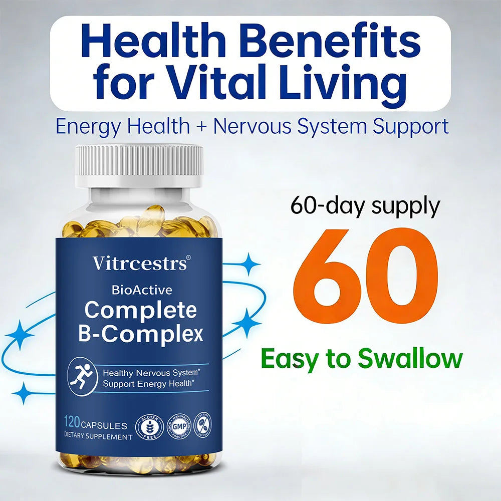 ZENVITALIZE Vitamin B Complex Capsules B1 B2 B6 B12 120ct Vitamin B Supplement Qst