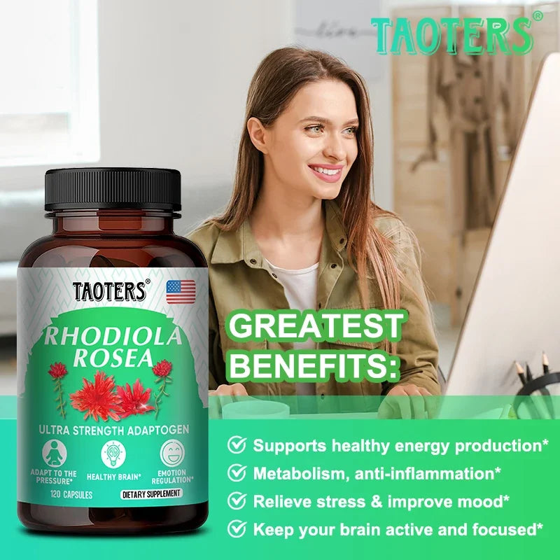 Rhodiola Rosea Capsules – Natural Adaptogen for Mood & Focus Herbal Supplement Qst