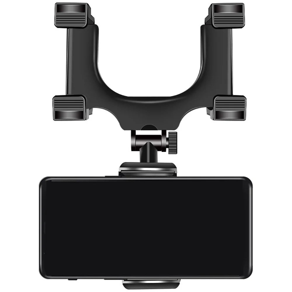 Rearview Mirror Car Phone Holder – Adjustable GPS Mount Bracket Car Phone Mount Qme black