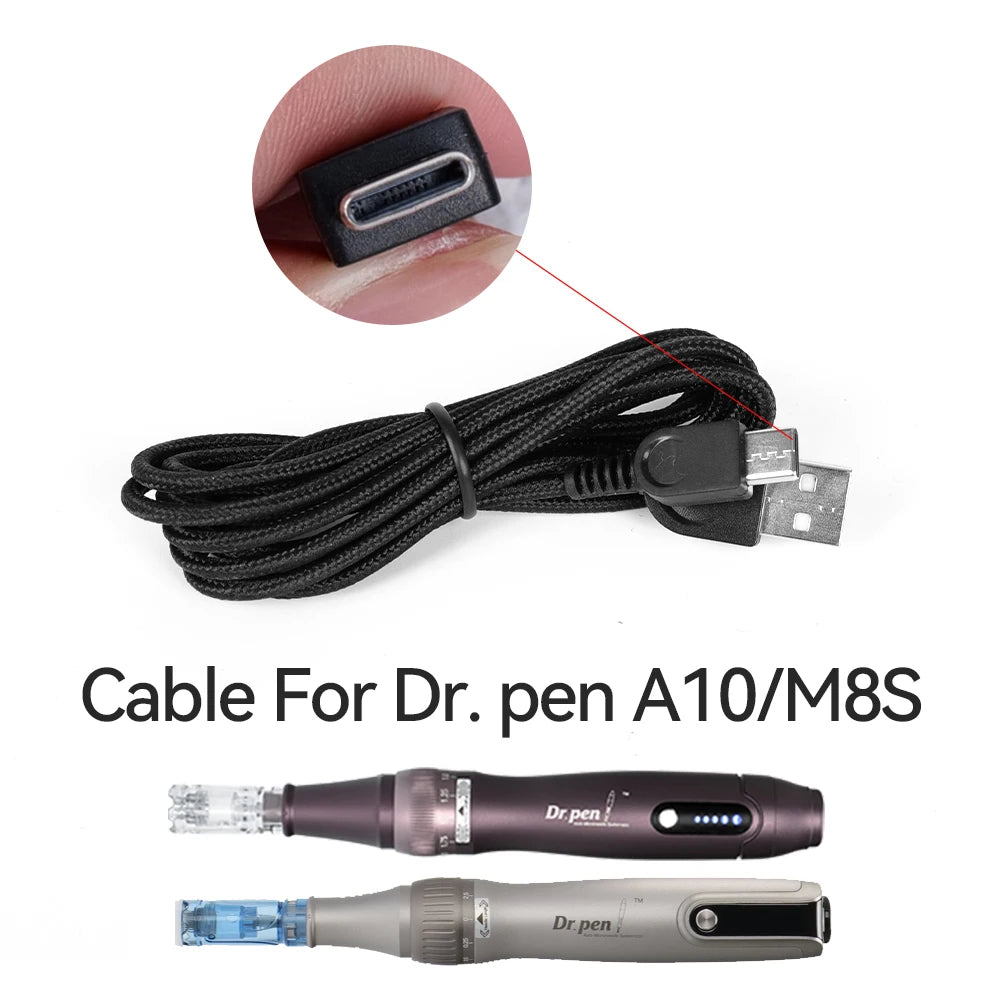 Genuine Dr. Pen AC/DC Adapter & USB Cable – All Plug Types Microneedling Pen Charger Qst Cable For A10 M8S