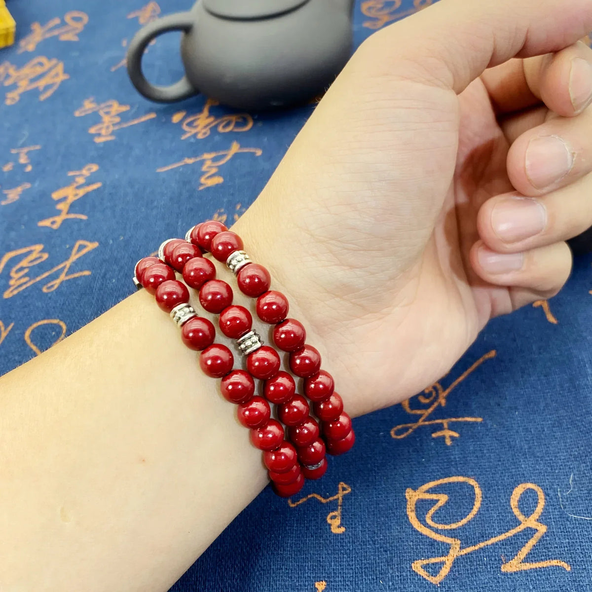 Sandalwood Cinnabar Buddhist Beaded Watch Strap for Huawei Beaded Watch Strap Qme