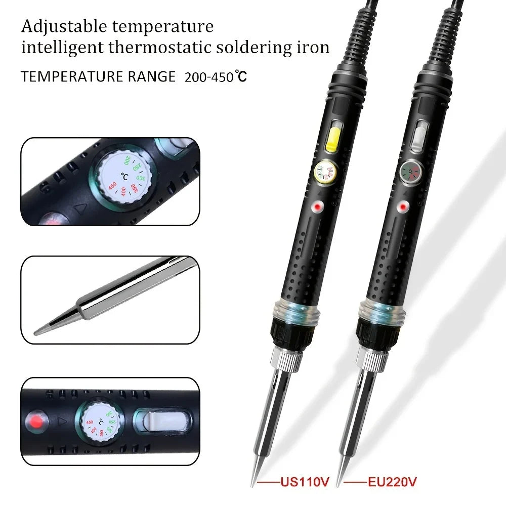 60W Adjustable Soldering Iron Kit 200–450°C with On/Off Switch Soldering Iron Kit Qme