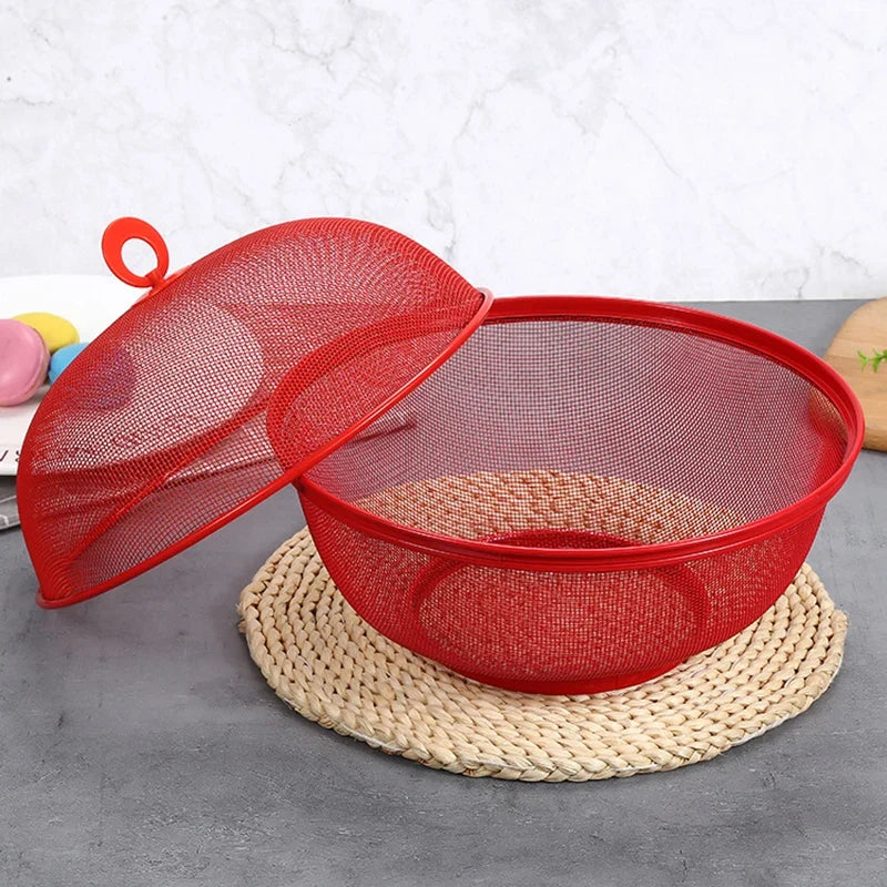 Metal Mesh Fruit Basket with Lid – 25cm Kitchen Storage Mesh Fruit Basket Qme