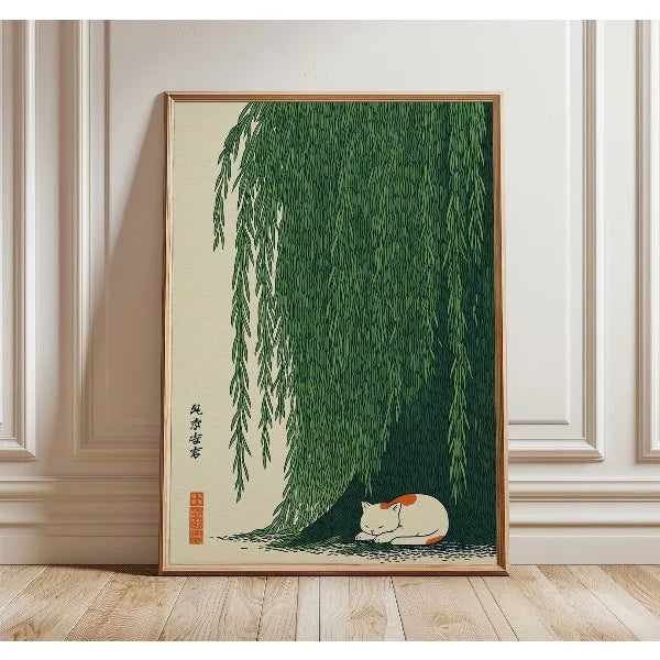 Japanese Cat & Lily Pond Canvas Wall Art – Unframed Print Canvas Wall Art Qst 5 30x40cm Unframed