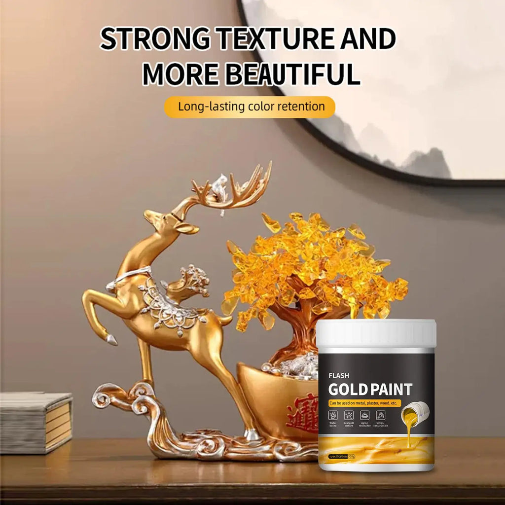 Liquid Gold Foil Paint – Non-Fading Metallic Paint for Wood & Plaster Metallic Craft Paint Qme