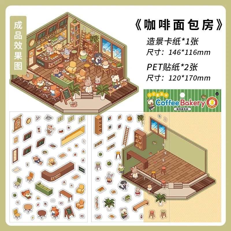 3D Cartoon Landscape Scrapbooking Stickers – Miniature DIY Scene Scrapbooking Stickers Qme C3
