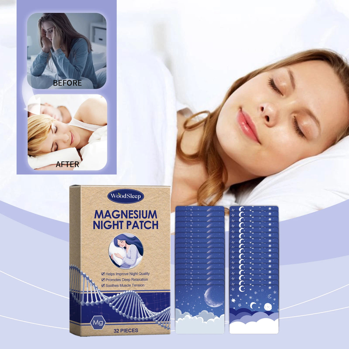 Woodsleep Natural Sleep Patches – Calming Aromatherapy, 32pc Aromatherapy Sleep Patch Qst