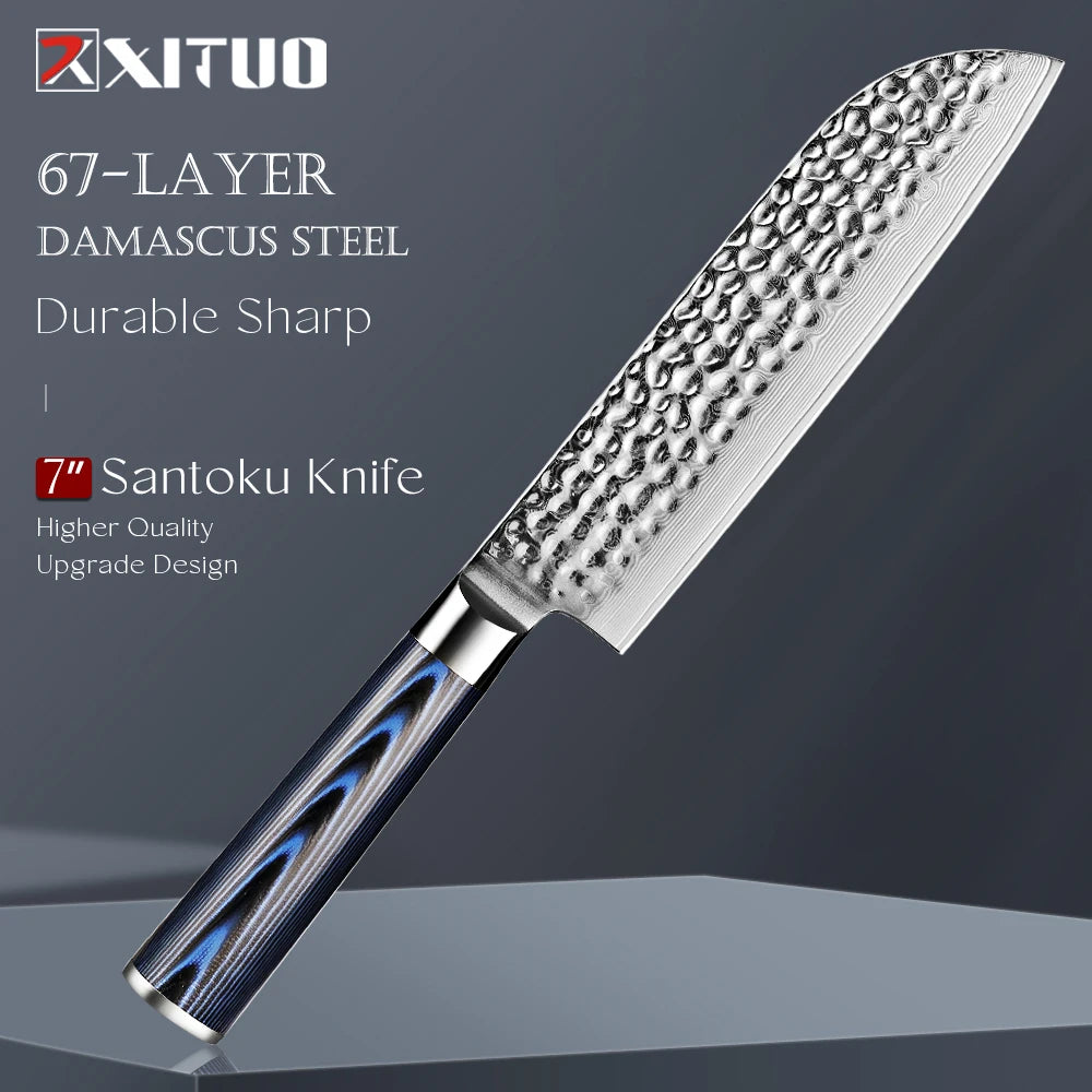 XITUO 7" Damascus VG-10 Santoku Knife – Ultra Sharp Chef Knife Santoku Chef Knife Qst