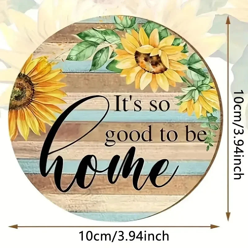 Sunflower Absorbent Wood Coasters Set with Holder | 6 Pcs Drink Coaster Set Qme