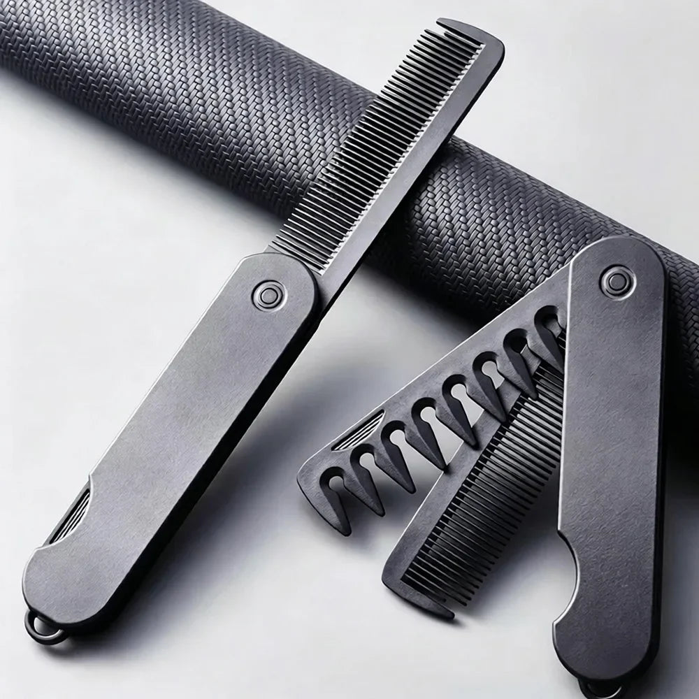 Portable Folding Pocket Comb – 2-in-1 Wide & Fine Tooth Folding Hair Comb Qme
