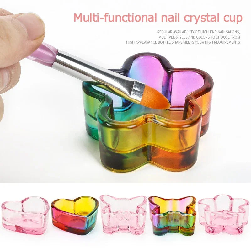 Aurora Crystal Glass Dappen Dish – Acrylic Nail Liquid Cup Nail Art Dappen Dish Qme