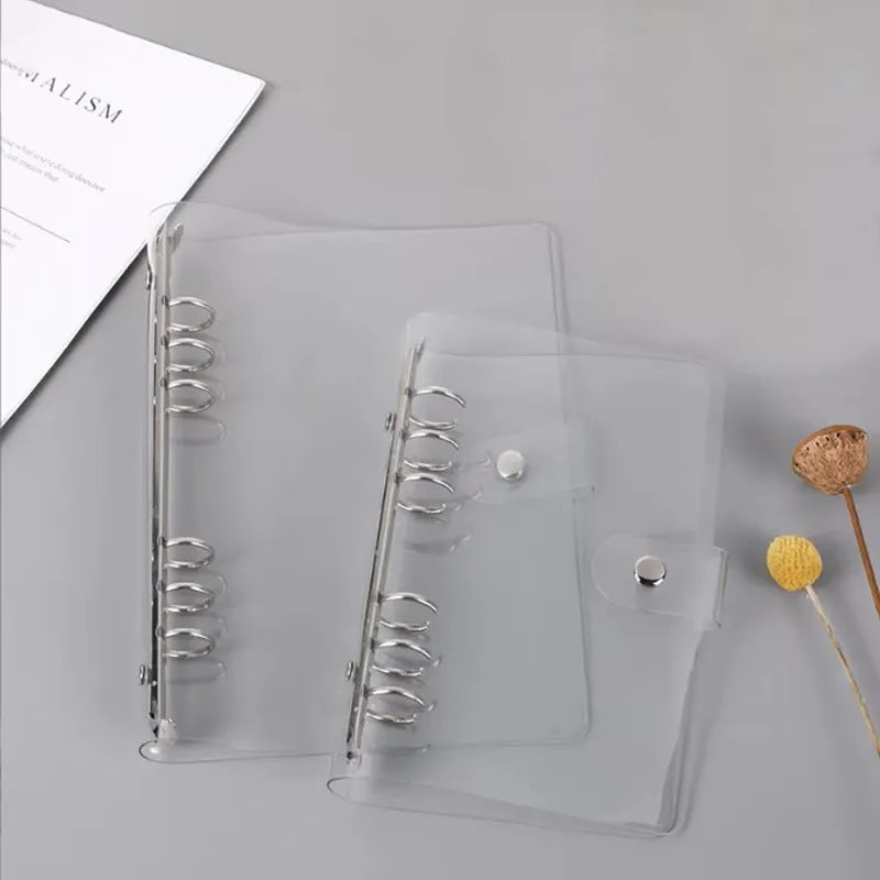 Transparent PVC Clip File Folder A5 A6 Loose Leaf Ring Binder Clip File Folder Binder Qme