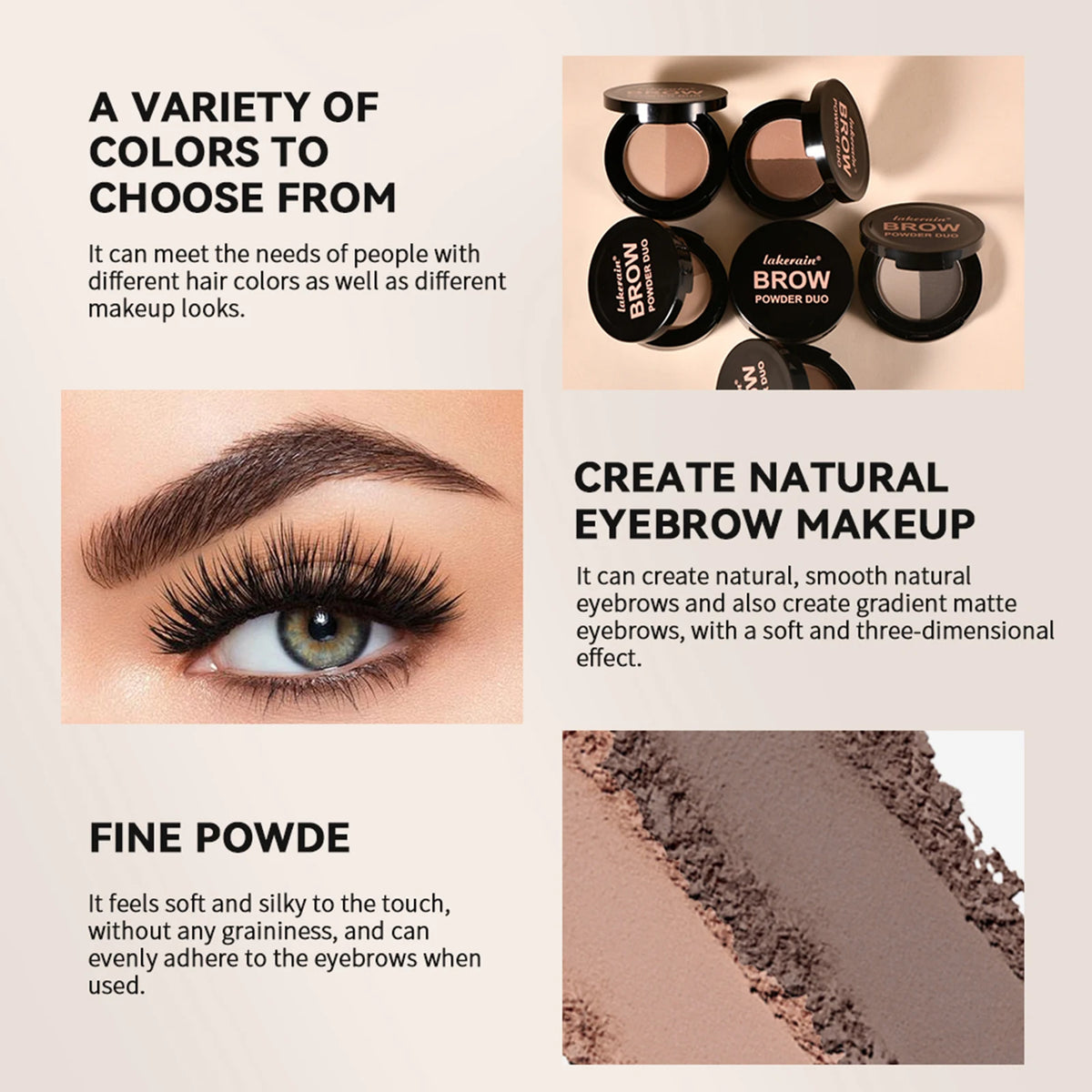 6-Color Duo Eyebrow Powder – Natural Brow & Contour Shade Eyebrow Powder Qst