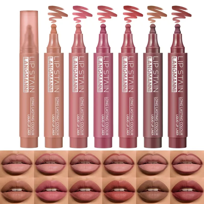Qme Lip Stain Liner Pen – Waterproof Matte Tint, 6 Shades Lip Liner Pen Qme