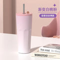 Gradient Auto Pop-Up Straw Stainless Steel Cup 700ml Travel Straw Cup Qme Pink 700ml