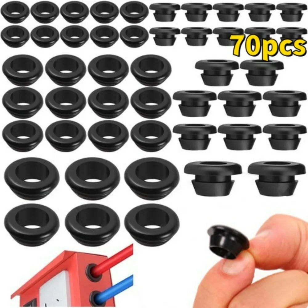 Black Rubber Grommet Assortment – Firewall Hole Plugs Kit Rubber Grommet Kit Qme