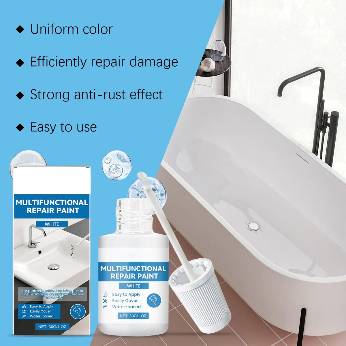 Tub & Tile Waterproof Quick-Dry Scratch Filler Coating Tile Refinishing Coating Qme