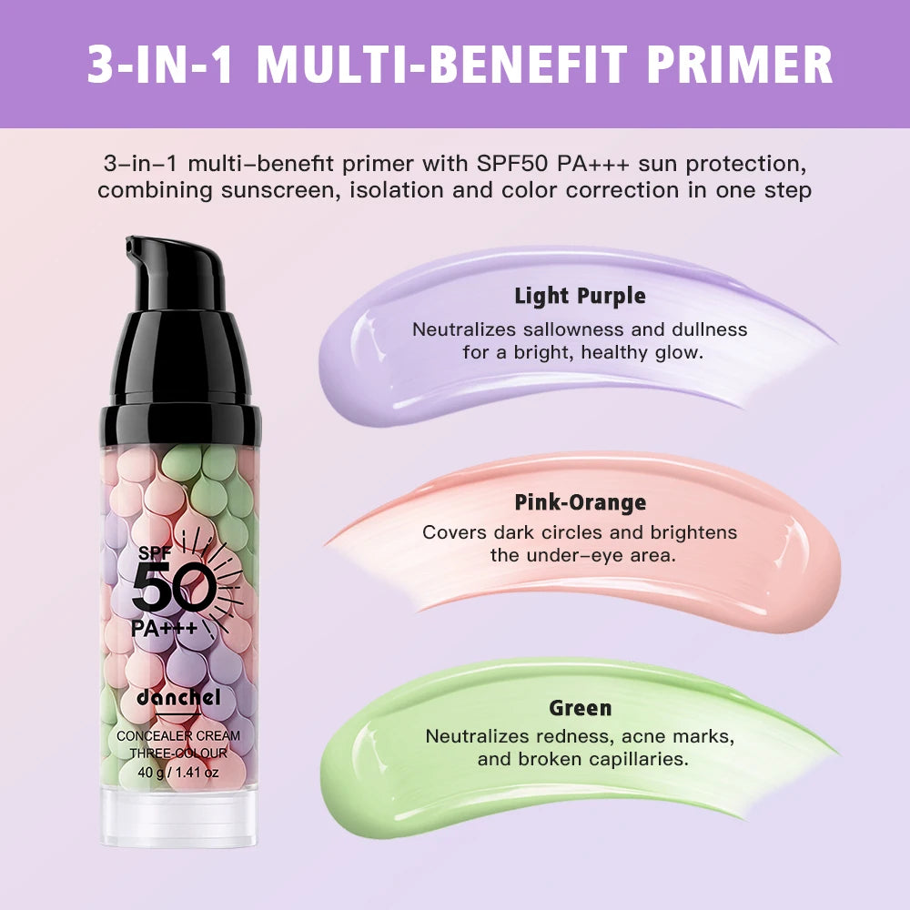 Tricolor 3-in-1 Correction Primer – Moisturizing Makeup Base Makeup Primer Qst