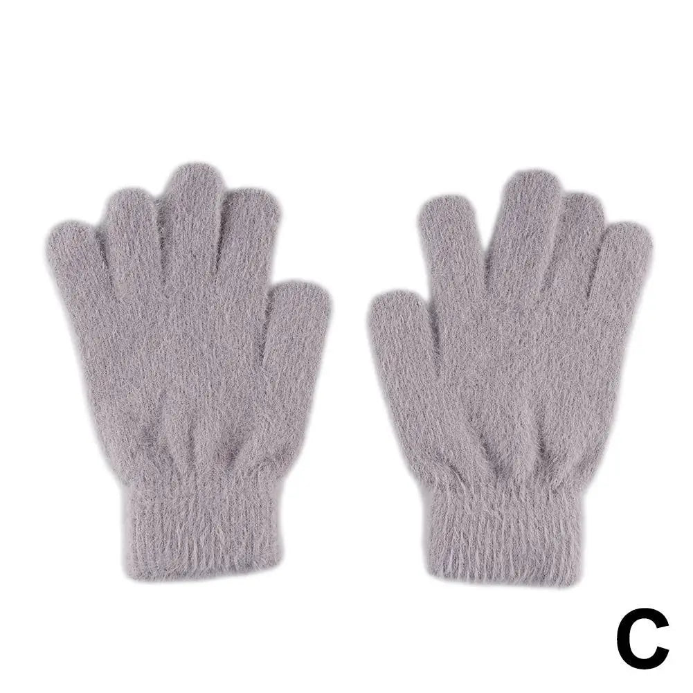 Winter Mink Velvet Five Finger Gloves – Plush & Warm Winter Velvet Gloves Qme Gray