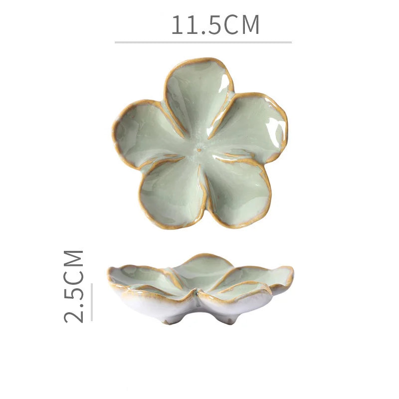 Retro Ceramic Petal Dipping Plate – Kiln-Baked, 13 Colors Ceramic Dipping Plate Qme 9