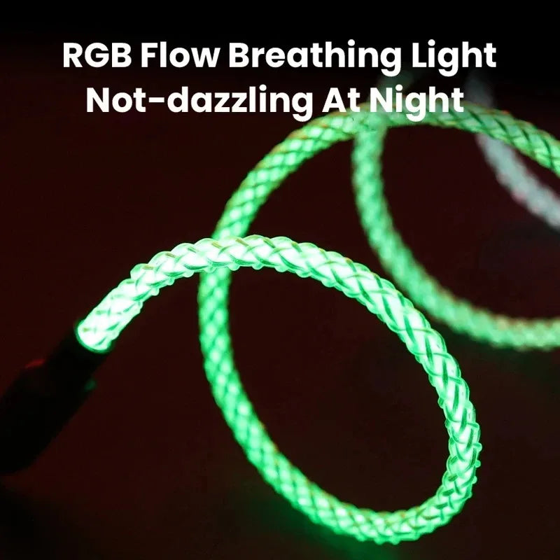 RGB LED Fast Charging Cable 66W – iPhone & Samsung LED Charging Cable Qme