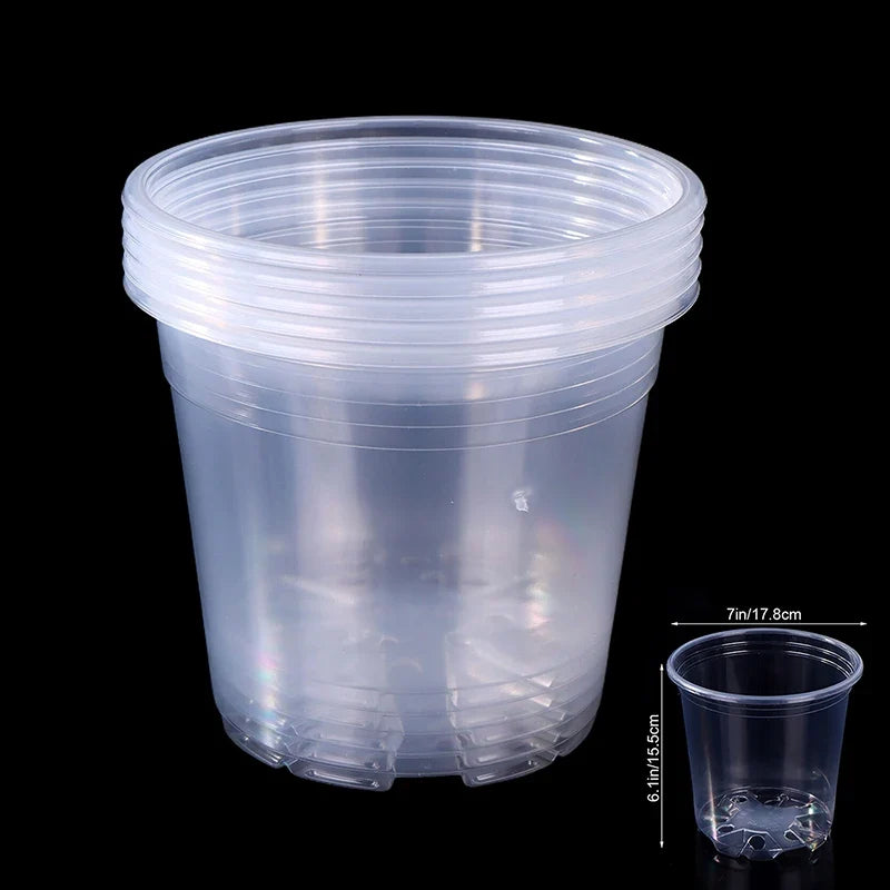 Transparent Plastic Flowerpots with Drainage Holes | 6 Sizes Clear Plastic Planter Qme F