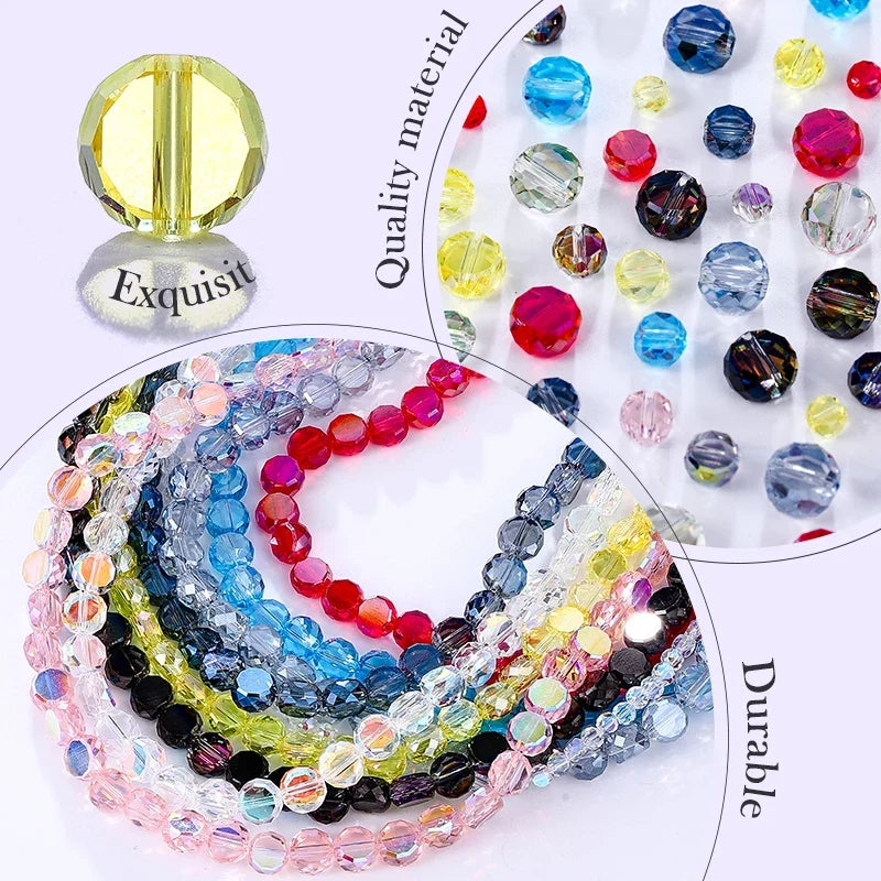 Flat Round Faceted Glass Beads – Colorful Coin Spacers Glass Spacer Beads Qme