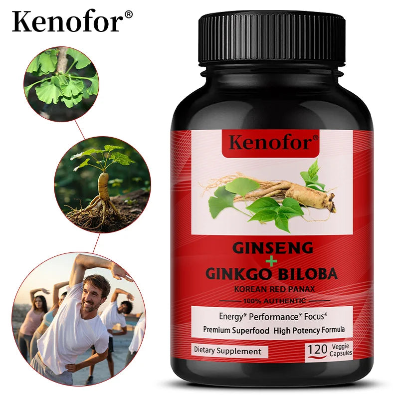 Ginkgo Biloba 1000mg Capsules – Vitamin B, Zinc, Vegan Herbal Supplement Qst