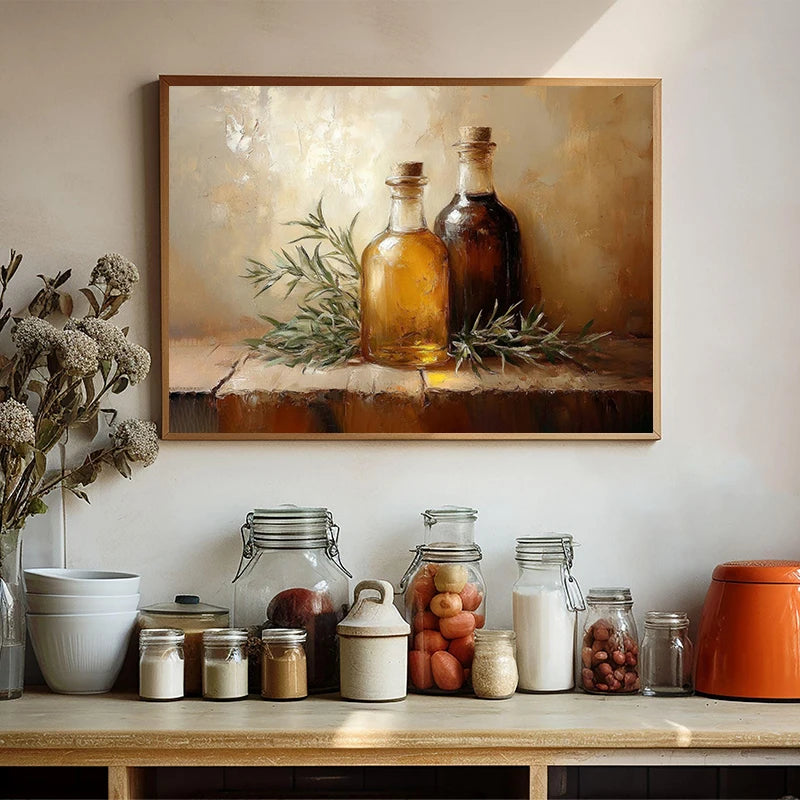 Vintage Kitchen Still Life Canvas Wall Art – Food Poster Print Canvas Wall Art Qst