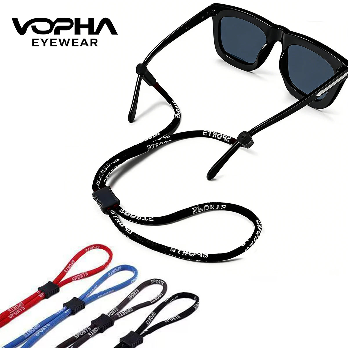 VOPHA Adjustable Glasses Strap – Anti-Slip Sports Lanyard 4-Pack Glasses Strap Qst