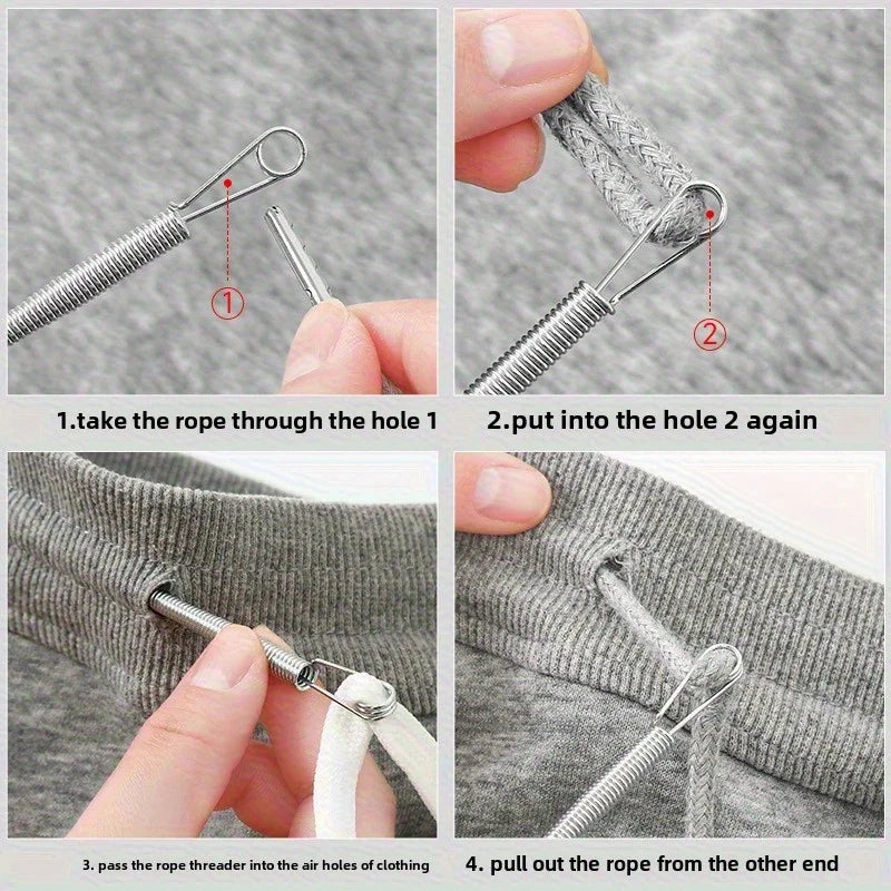 Bendable Drawstring Threader Clip for Pants, Hoodies & Elastic Drawstring Threader Tool Qme