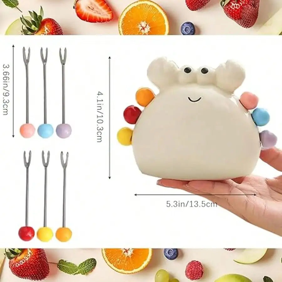 Cute Crab Stainless Steel Fruit Forks & Dessert Skewer Set Fruit Fork Set Qme