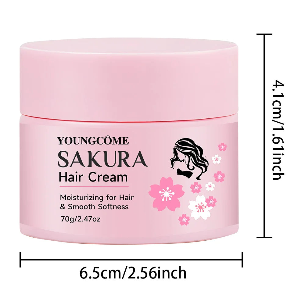 YOUNGCOME Cherry Blossom Hair Mask – Smooth Frizzy Hair 70g Hair Mask Treatment Qst 70g