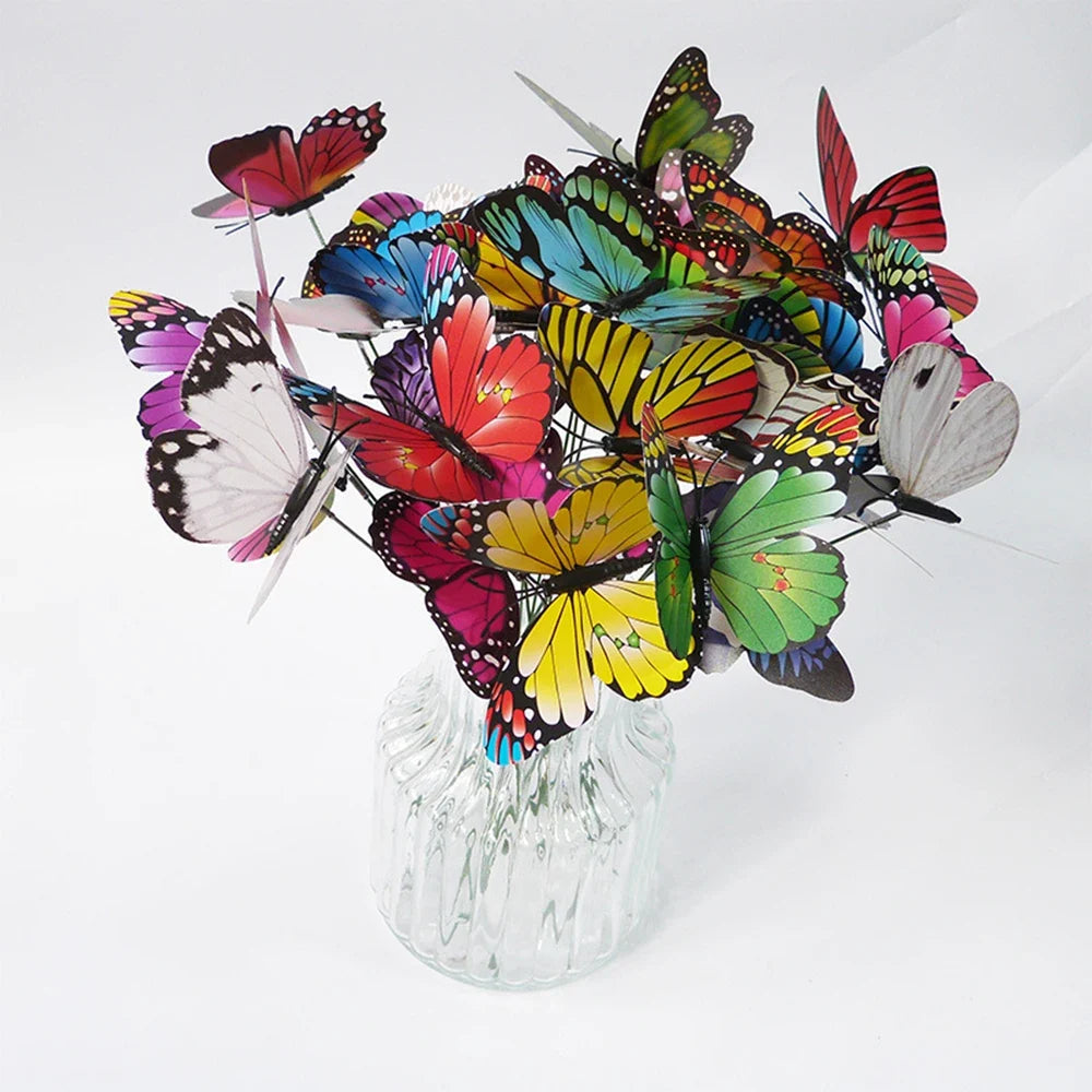 Colorful Butterfly Garden Stakes – Wind-Flutter Simulation Decor Garden Decorative Stakes Qme