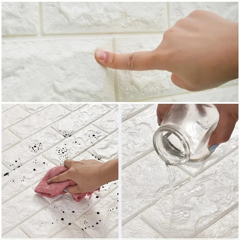 Retro Brick 3D Wall Sticker – Waterproof Self-Adhesive 70cm x 1m 3D Wall Sticker Qme