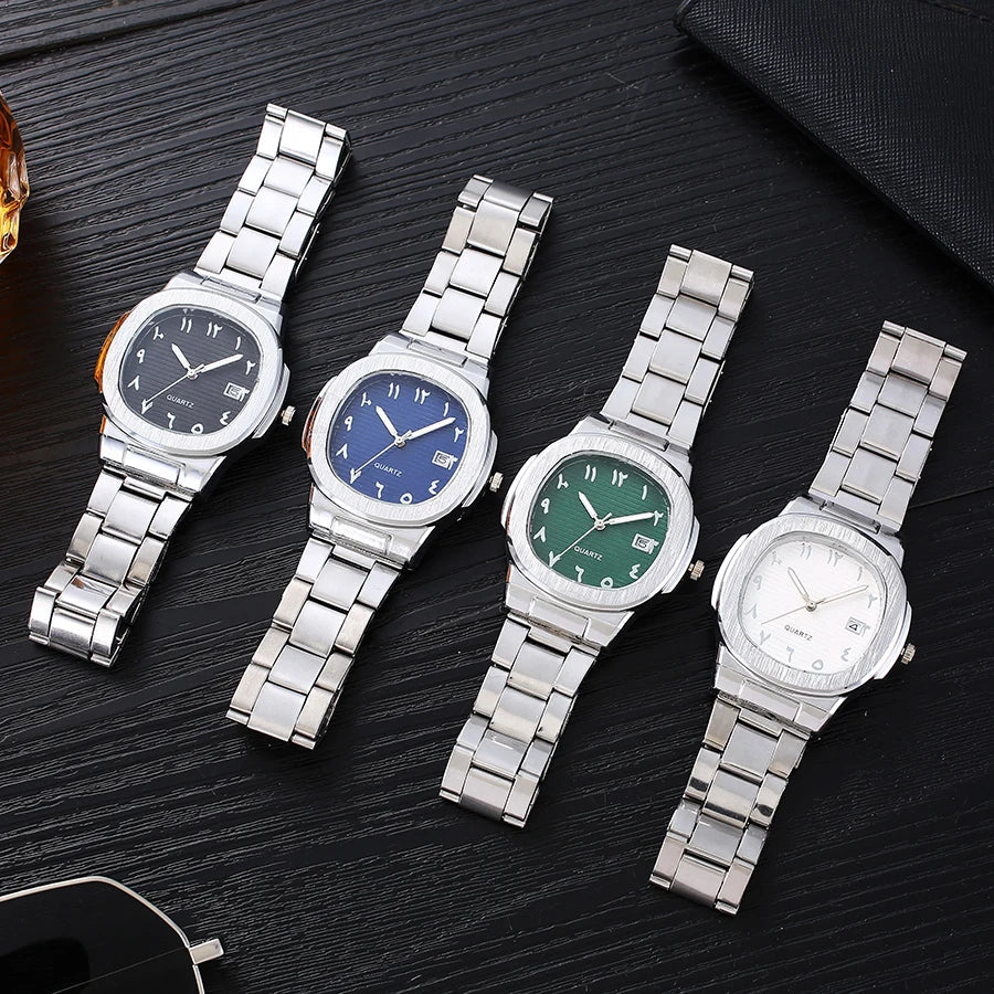 Retro Textured Dial Men's Calendar Wristwatch | Alloy Case Men's Wristwatch Qme