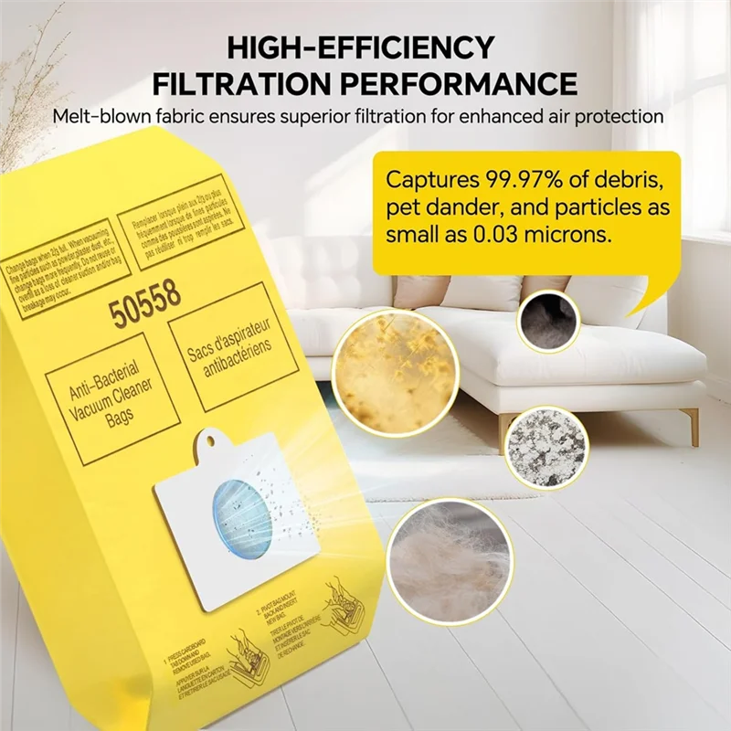 50-Pack Vacuum Bags for Kenmore & Panasonic Type C/Q Canister Vacuum Cleaner Bags Qst