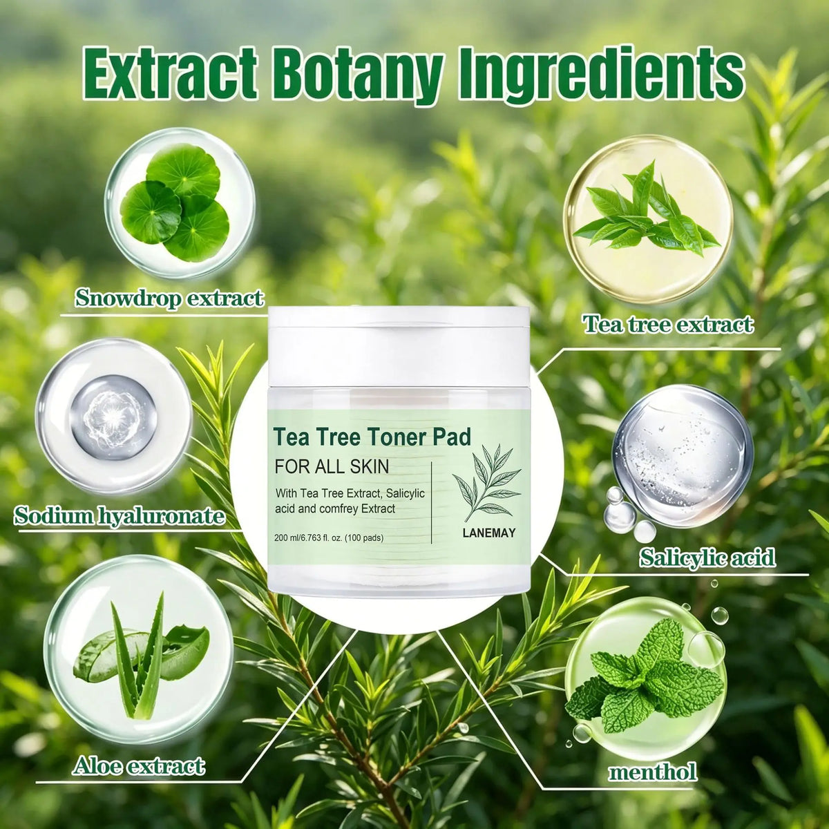 Tea Tree BHA Salicylic Acid Toner Pads – Dual-Sided Exfoliator Exfoliating Toner Pads Qst