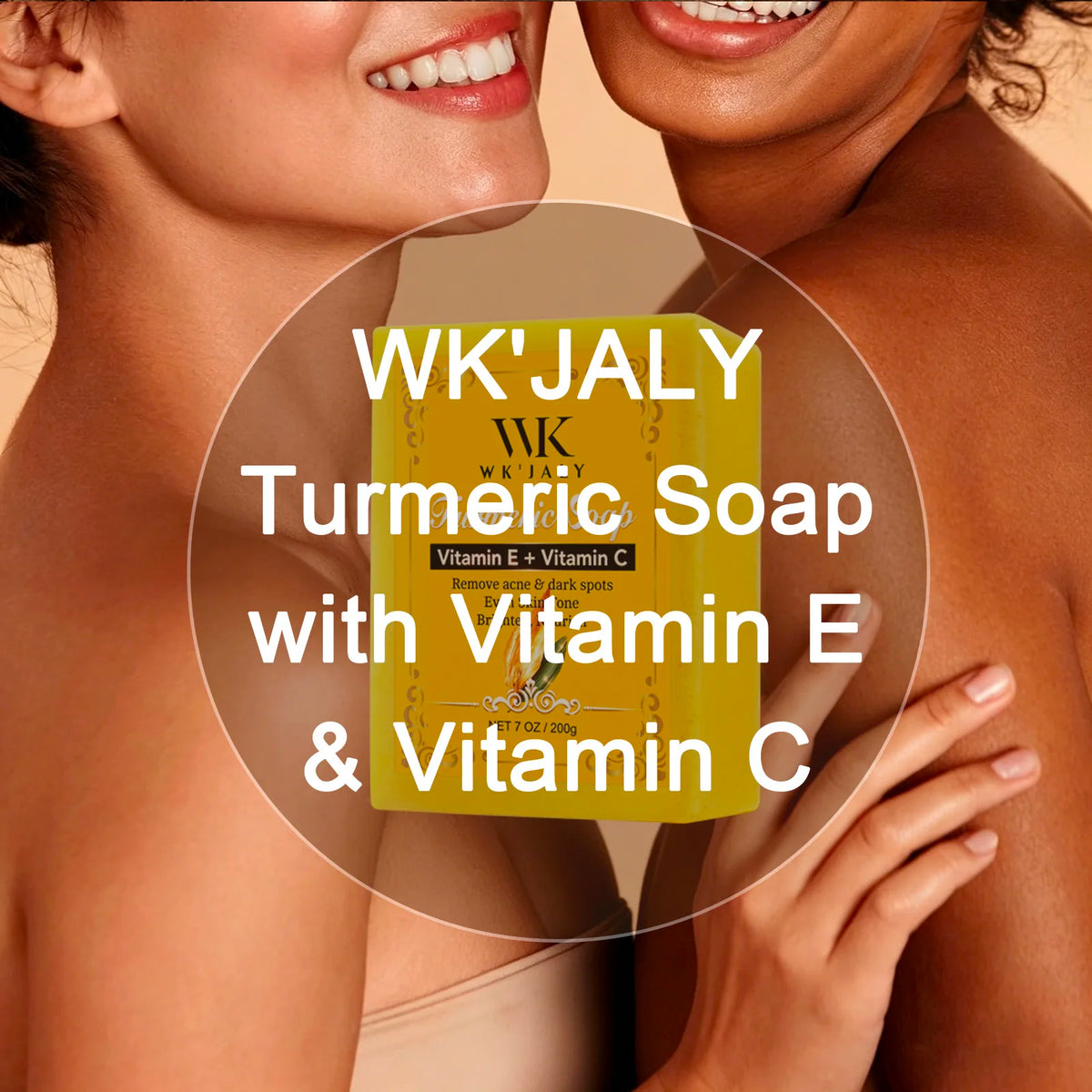 WK'JALY Turmeric Glow Soap with Vitamin C – 200g Bar Brightening Bar Soap Qst