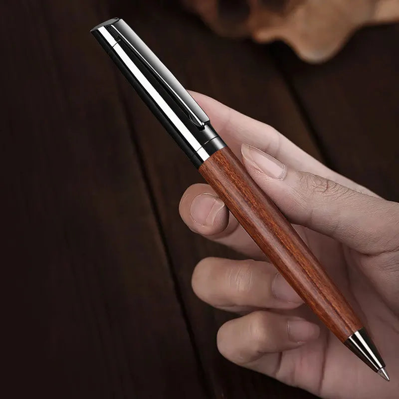 Metal & Wood Ballpoint Pen | Premium Smooth Writing – Black Ballpoint Pen Qme