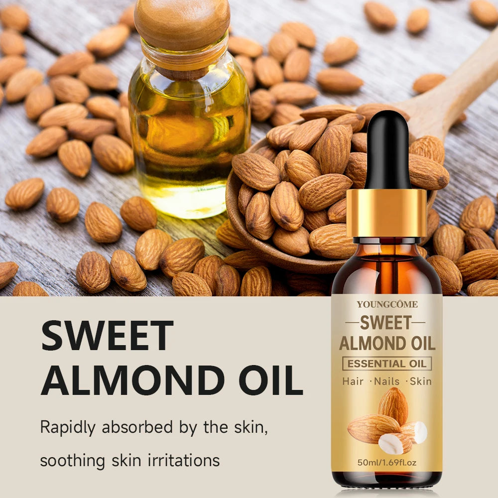 YOUNGCOME Sweet Almond Oil – Hair, Face & Body Moisturizer Facial & Hair Oil Qst