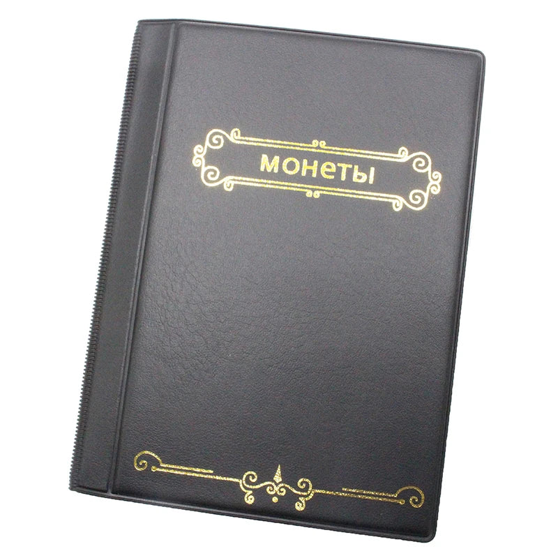 120-Pocket Double Row Coin Collection Album Book – Leather Coin Collection Album Qme Black