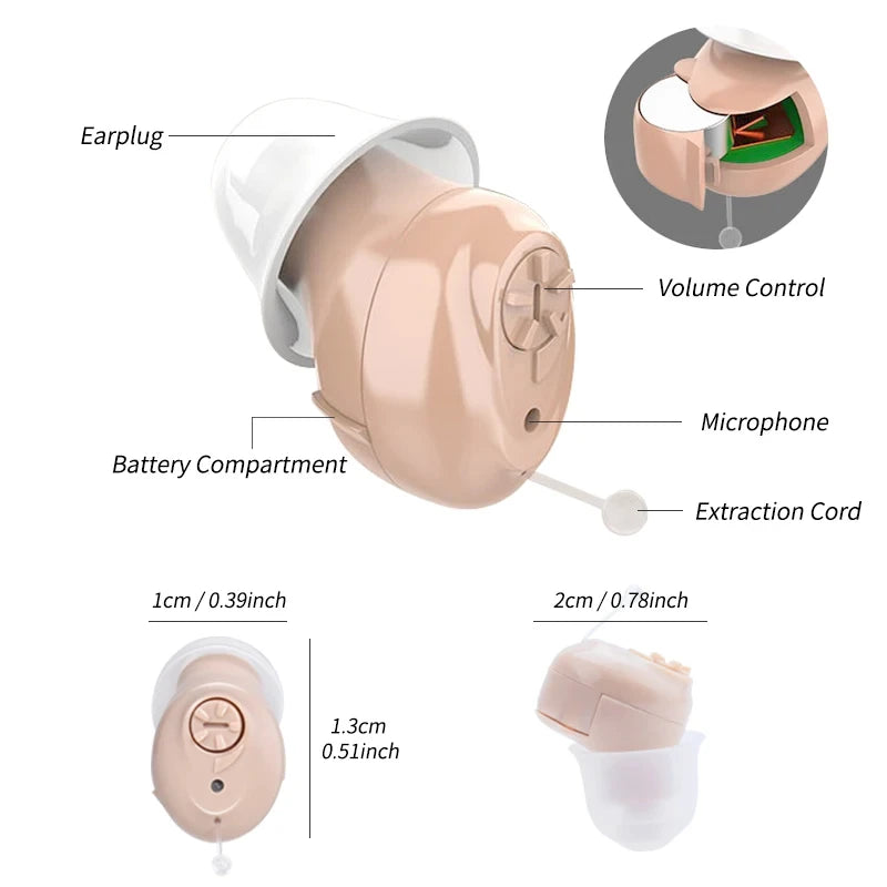 CIC Invisible Mini Sound Amplifier – Discreet In-Ear Device Personal Sound Amplifier Qst