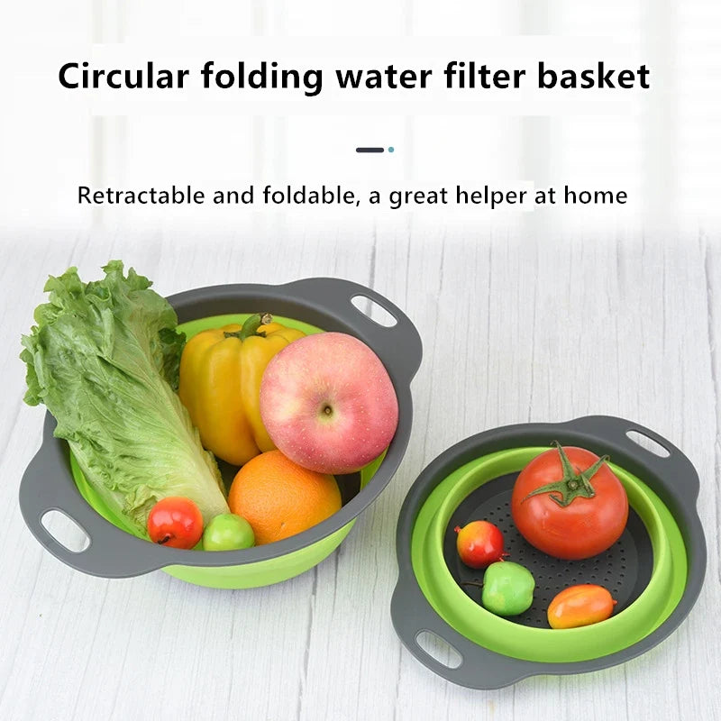 Foldable Silicone Fruit & Vegetable Washing Basket Colander Silicone Colander Qme