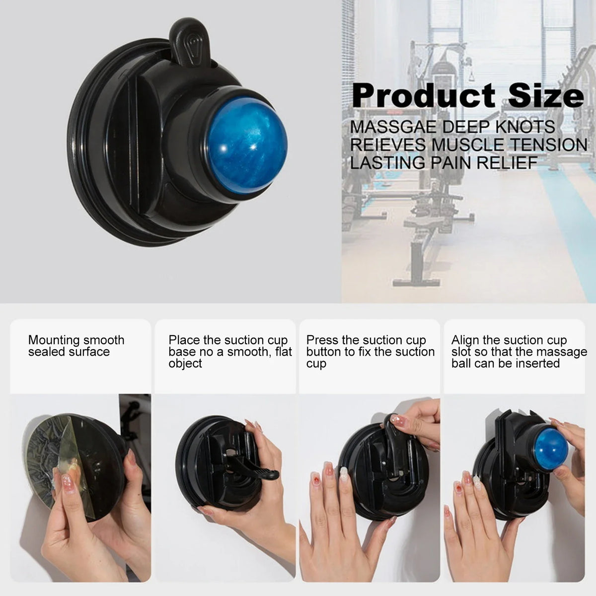 Wall Suction Cup Massage Roller Ball — 360° Rotation Wall Massage Roller Qme
