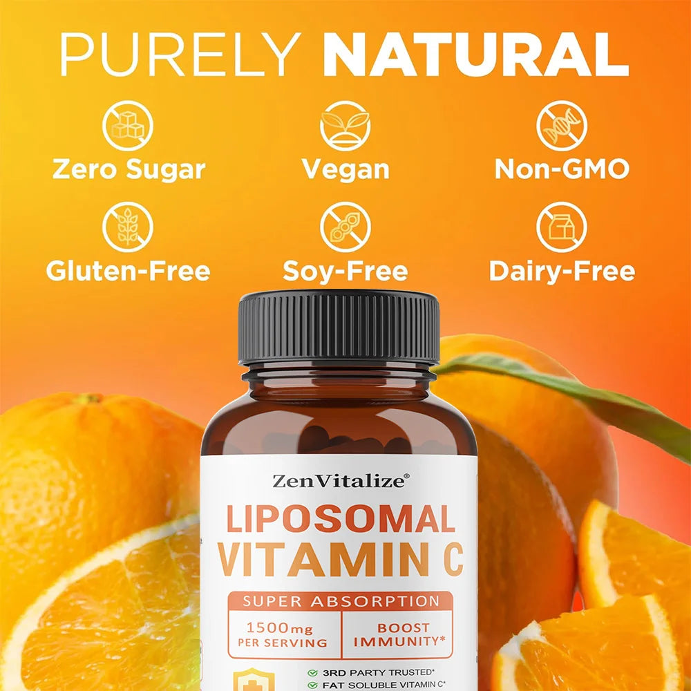 Liposomal Vitamin C 1500mg Capsules – Buffered & Highly Absorbed Vitamin C Supplement Qst