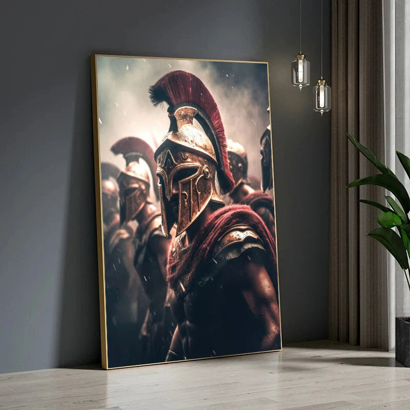 Spartan Warrior Helmet Canvas Wall Art Print | Home Decor Canvas Wall Art Qst