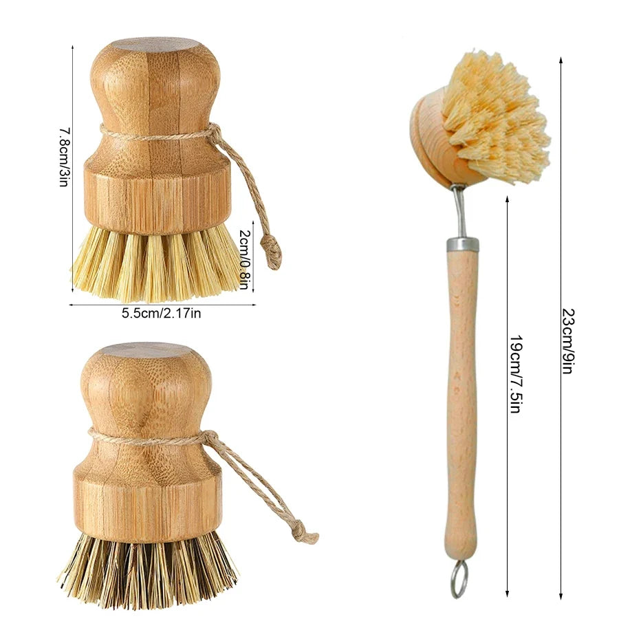 Bamboo Kitchen Cleaning Brush – Eco-Friendly Dish Scrubber Kitchen Cleaning Brush Qme